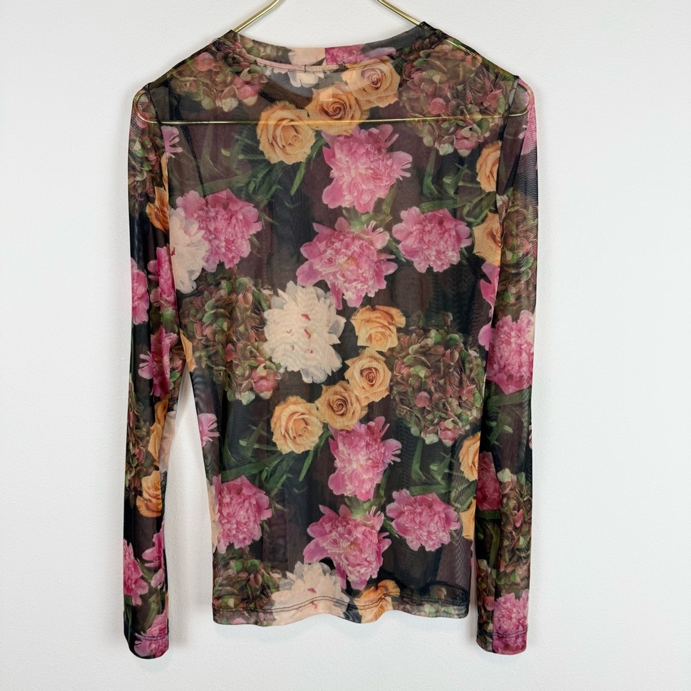 Anthropologie Porridge Kona Mock Neck Floral Mesh Long Sleeve Shirt Size Medium - Picture 11 of 12